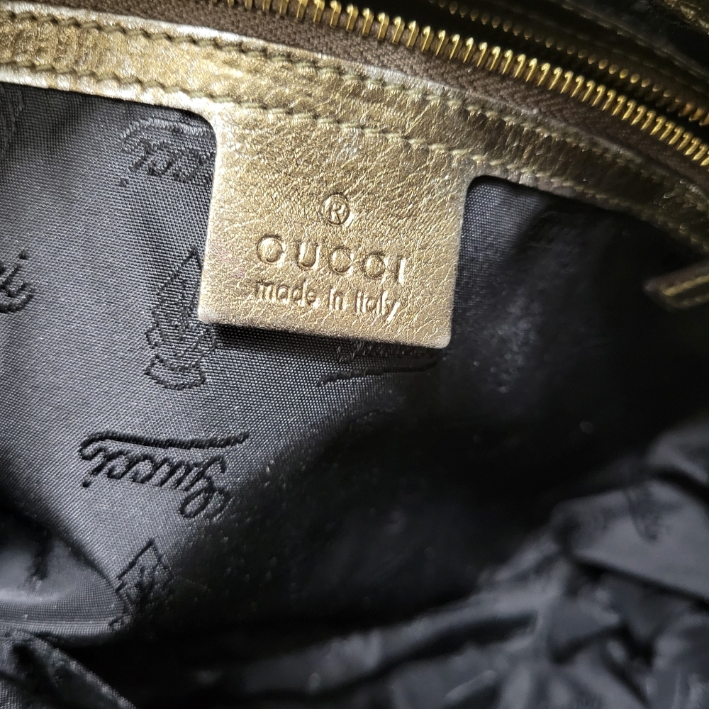 GUCCI HYSTERIA LEATHER BRONZE VINTAGE LARGE CLUTCH - Picture 3 of 9